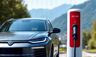 Electric Vehicle at Swiss Charging Station